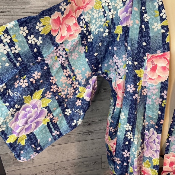 Midori International Co Japanese Kimono Boho Floral Print Open Cardigan Size L - Picture 4 of 10
